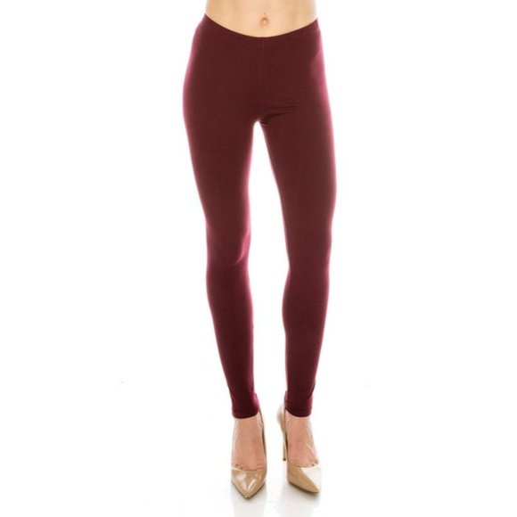 One Size Women's Comfort Stretch Soft Solid Print 3" High Waist Active BURGUNDY - Picture 1 of 2